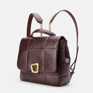 Songmont Medium Chocolate Backpack Burgundy | PHILIPPINES CXKN2